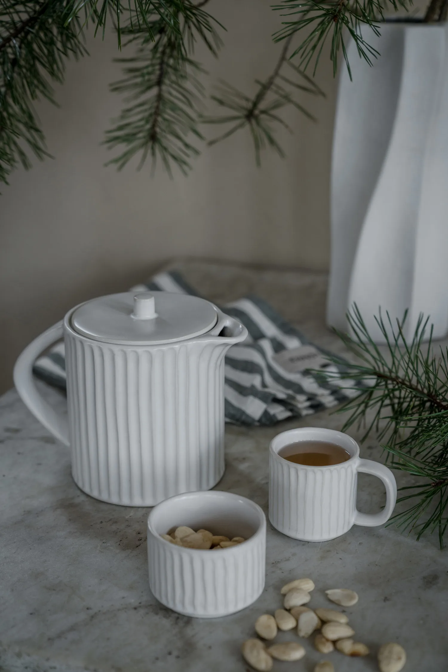 Caneca de glögg Ernst canelada Ø6 cm, Branco natural ERNST