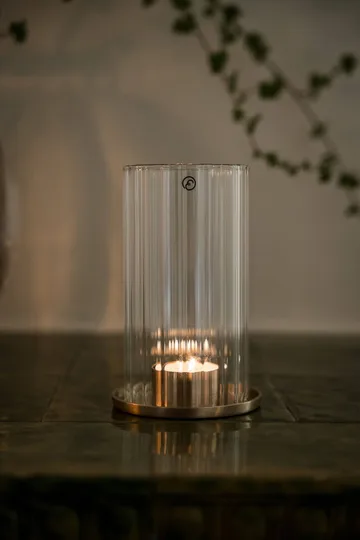 Ernst castiçal para vela tealight - Latão-vidro, Ø9x15 cm - ERNST