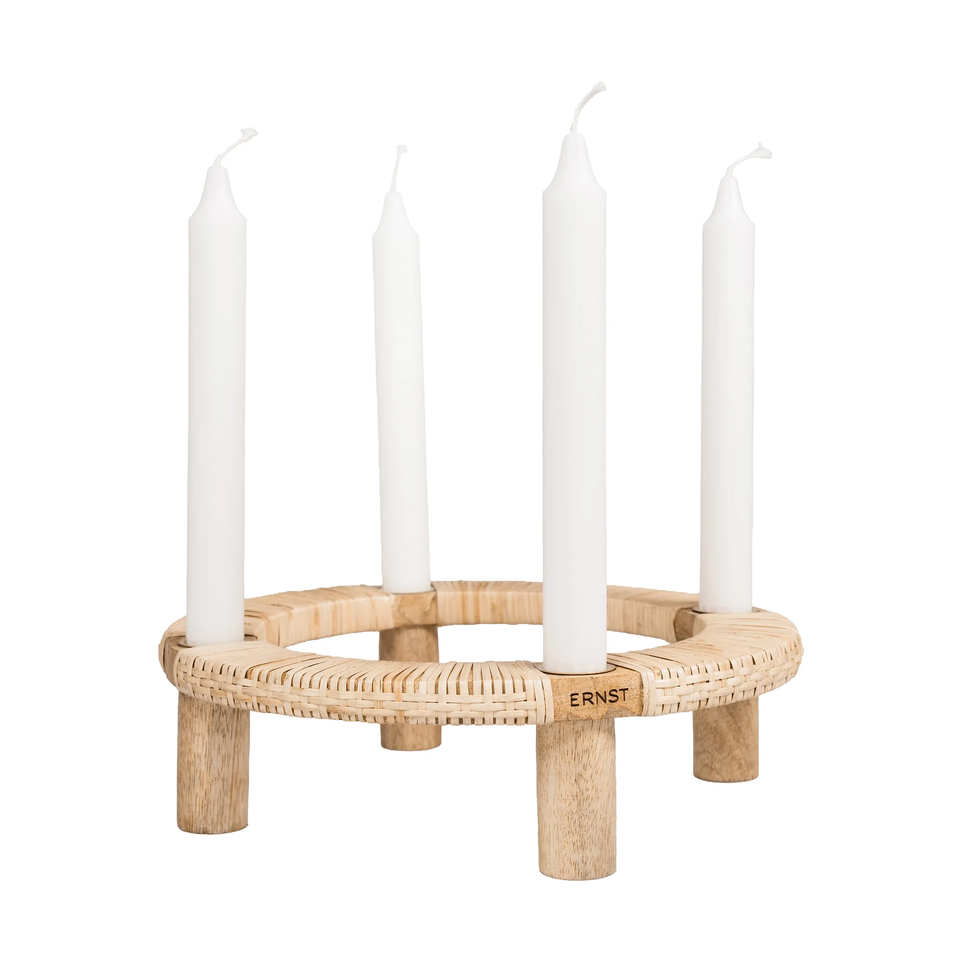 Ernst castiçal redondo para 4 velas, Madeira clara ERNST