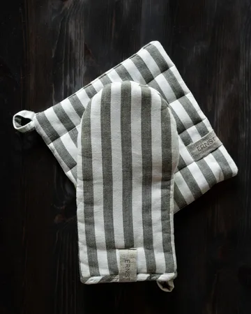 Ernst luva de forno às riscas largas - Sálvia-branco - ERNST