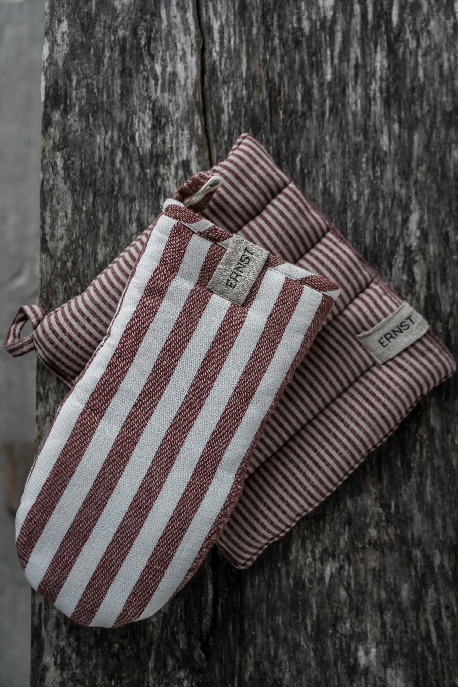 Ernst luva de forno às riscas largas, Vermelho-branco ERNST