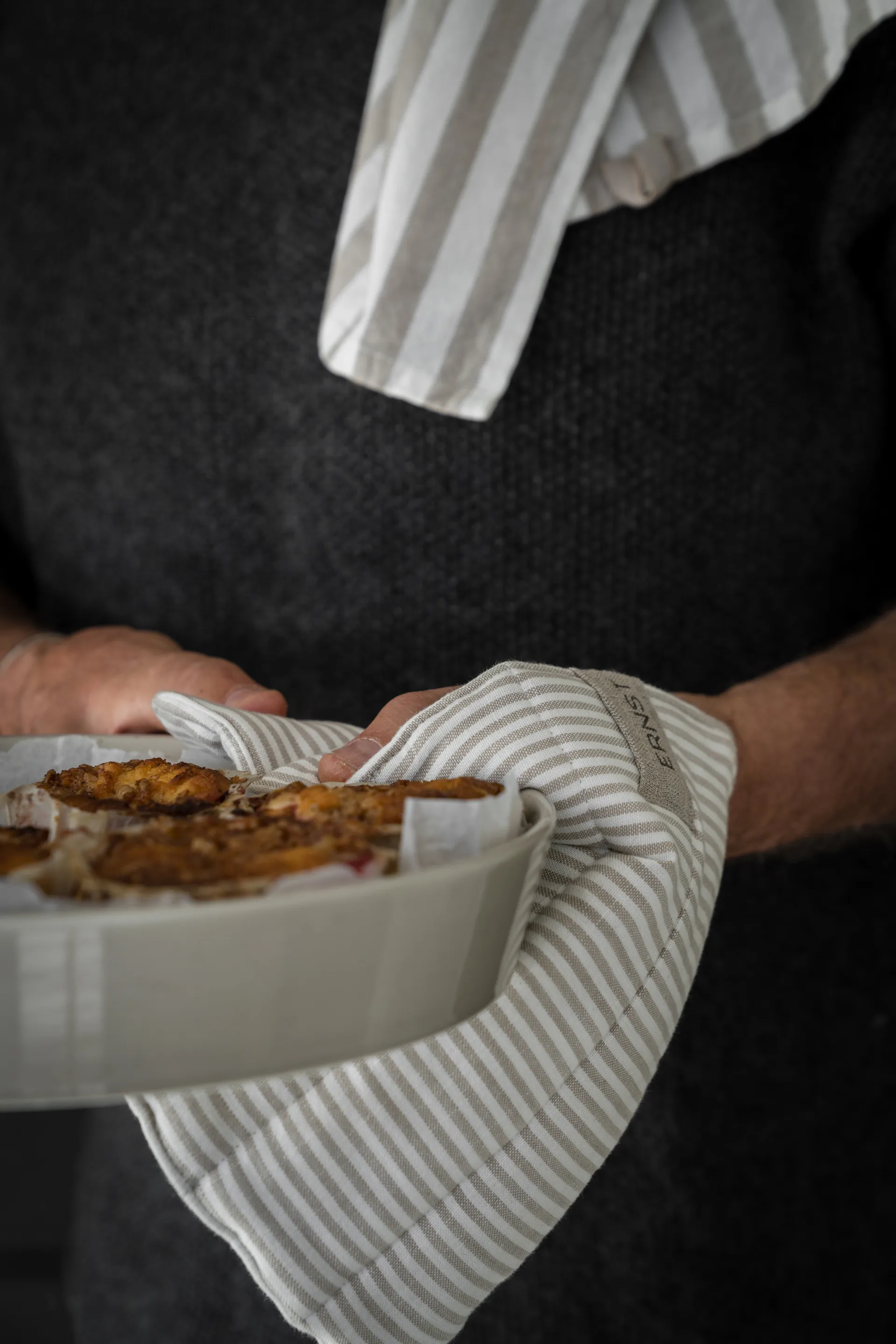 Ernst luva de forno às riscas23x25 cm, Bege-risca branca ERNST