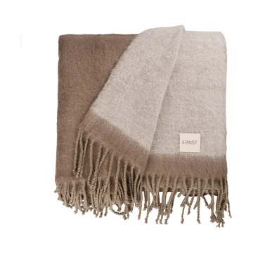 Ernst manta com franjas 130x170 cm - Bege-branco - ERNST