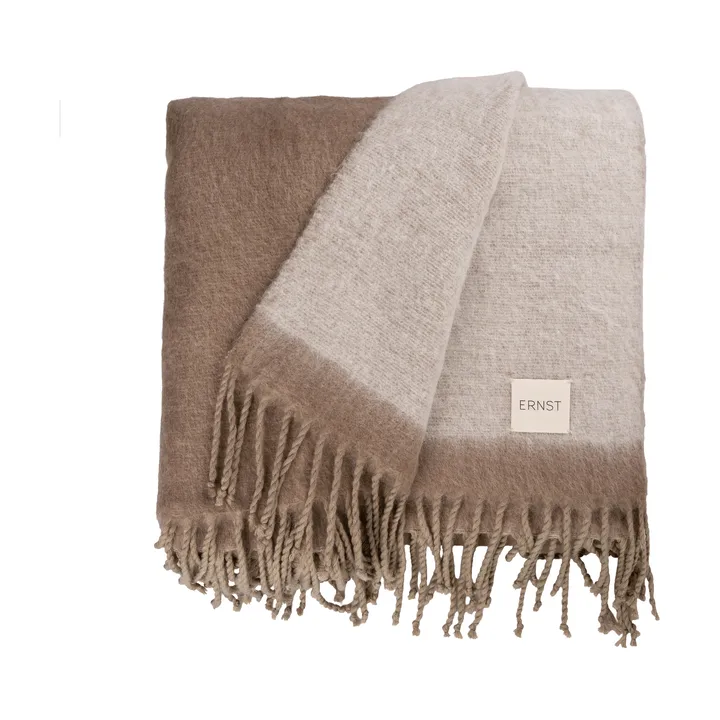 Ernst manta com franjas 130x170 cm - Bege-branco - ERNST