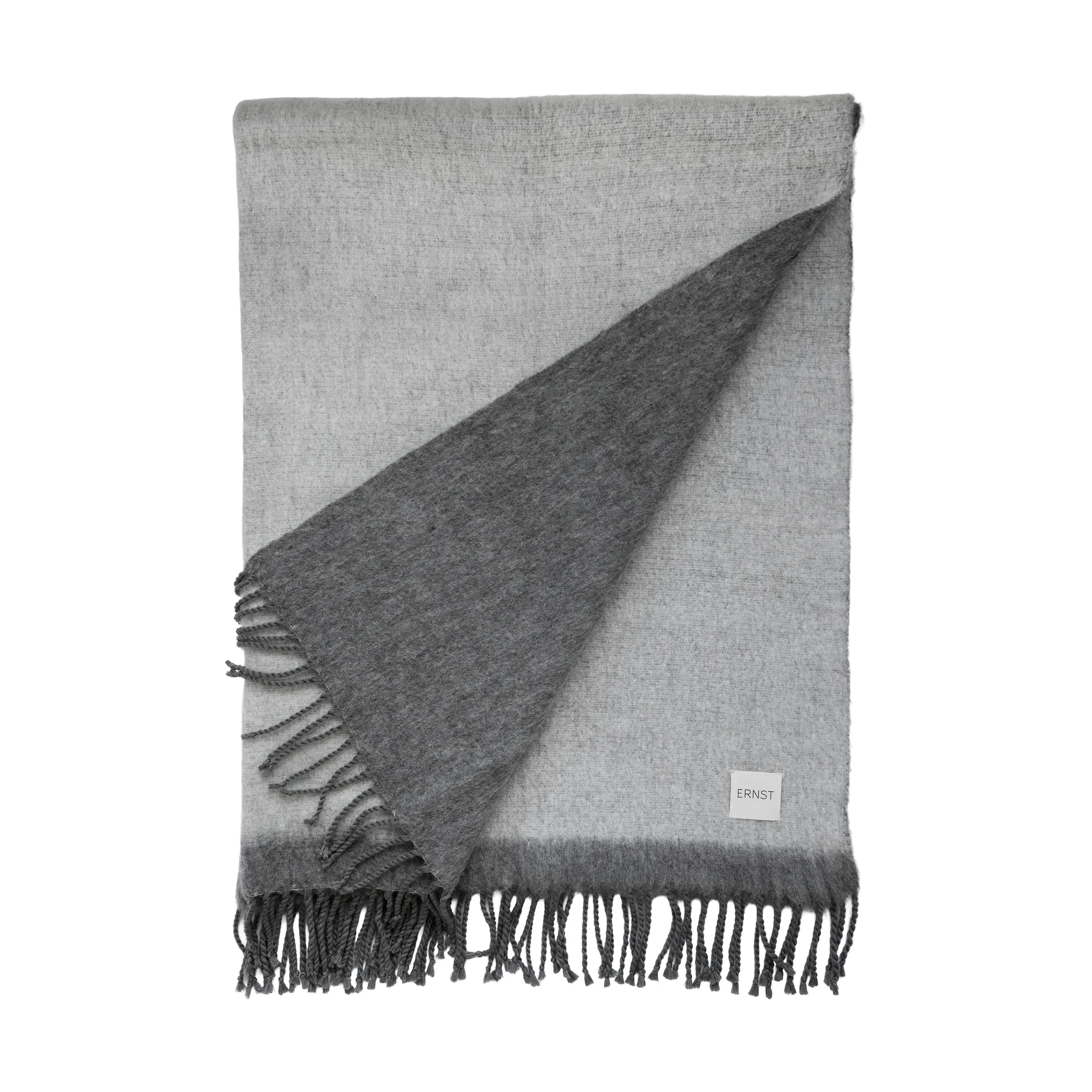 Ernst manta com franjas 130x170 cm, Cinzento escuro-branco ERNST
