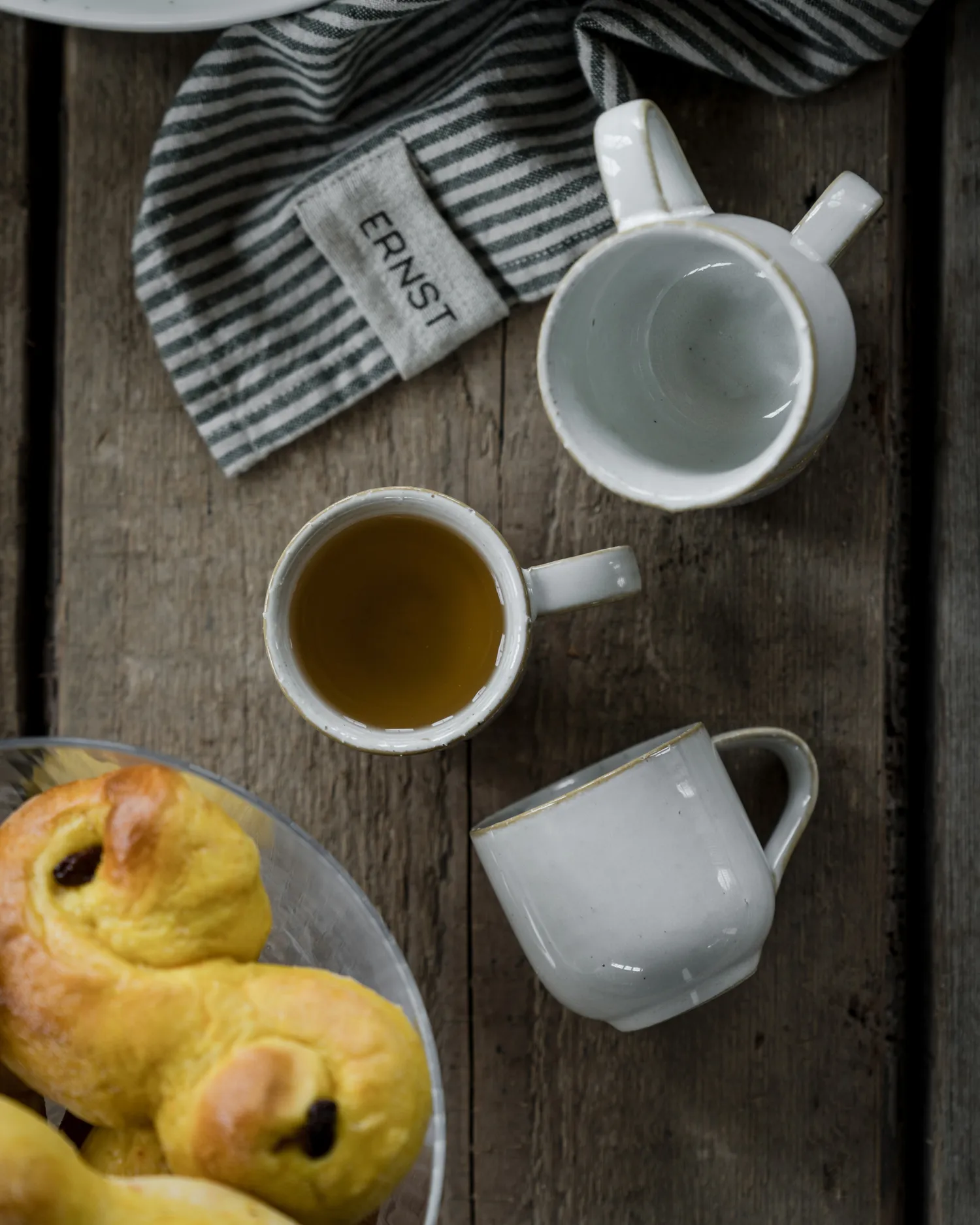 Ernst toalha de cozinha riscas finas 47x70 cm, Verde-bege ERNST