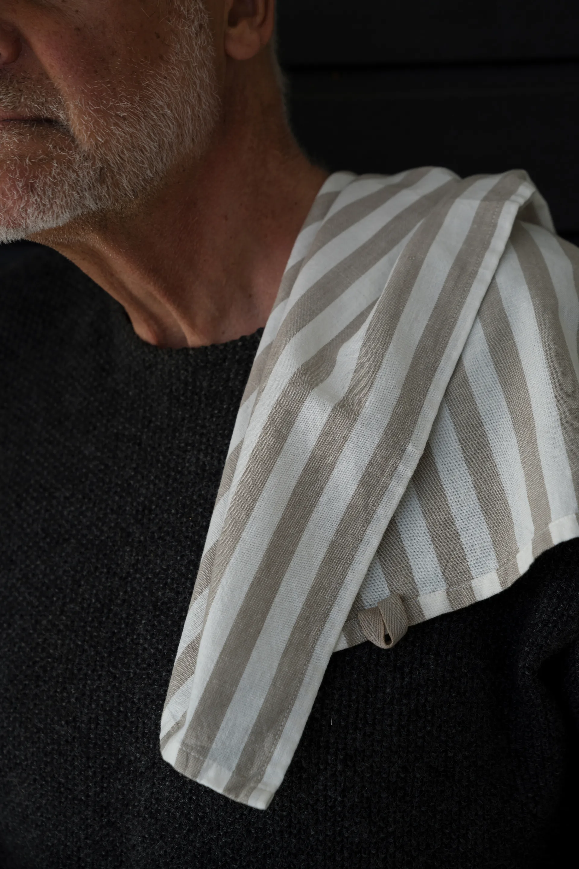 Ernst toalha de cozinha riscas longas 47x70 cm, Bege-risca branca ERNST