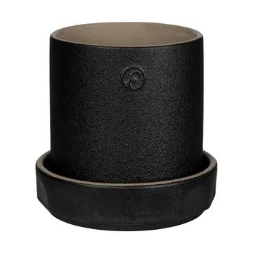 Ernst vaso com prato - Preto-natural, Ø11x11 cm - ERNST