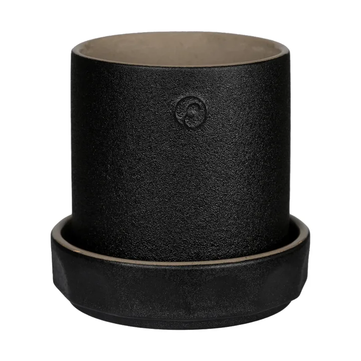 Ernst vaso com prato - Preto-natural, Ø11x11 cm - ERNST