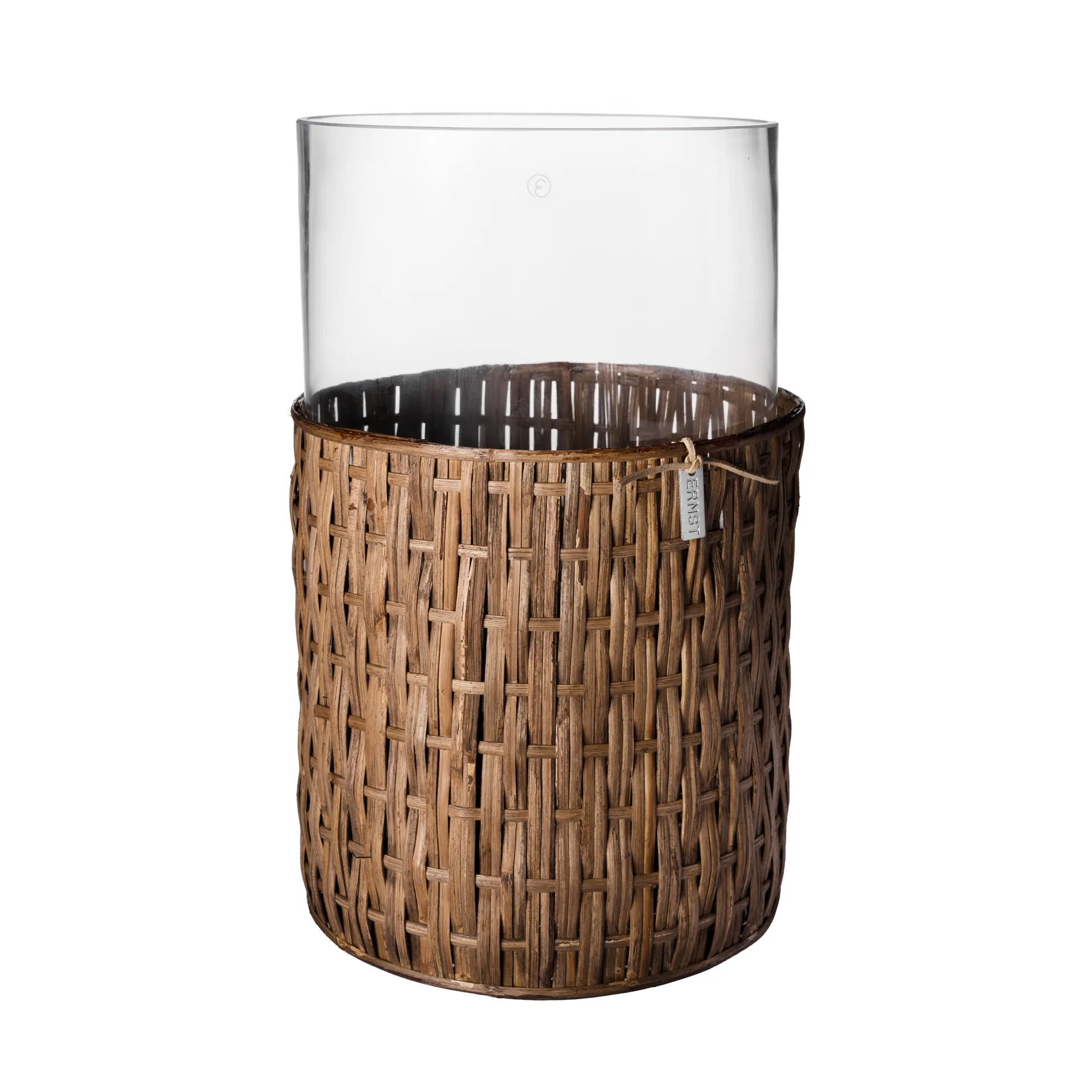 Ernst vaso/castiçal em cesto, Castanho-escuro, Ø18x30 cm ERNST