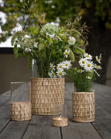 Ernst vaso/castiçal em cesto - Natural, Ø10x18 cm - ERNST