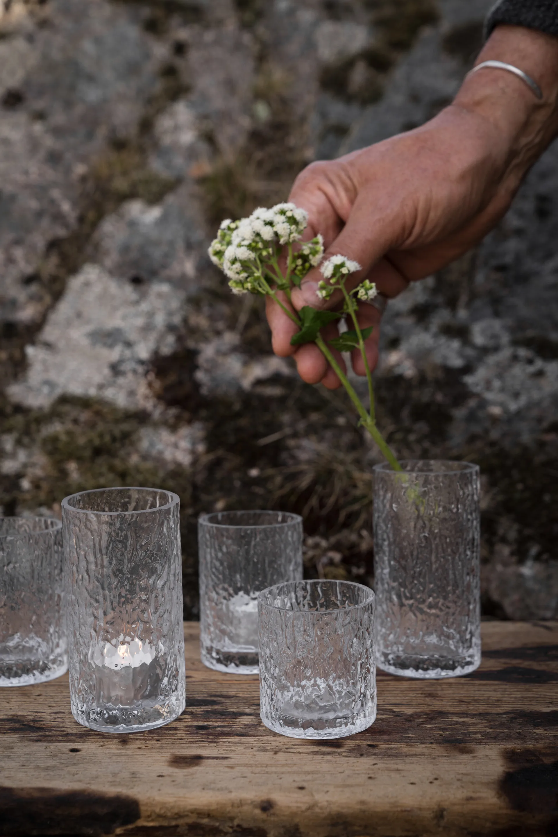 Ernst vaso/porta-vela estampado, Ø5,3x11,3 cm ERNST