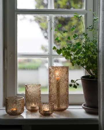 Ernst vaso/porta-vela estampado - Âmbar, Ø11x25 cm - ERNST