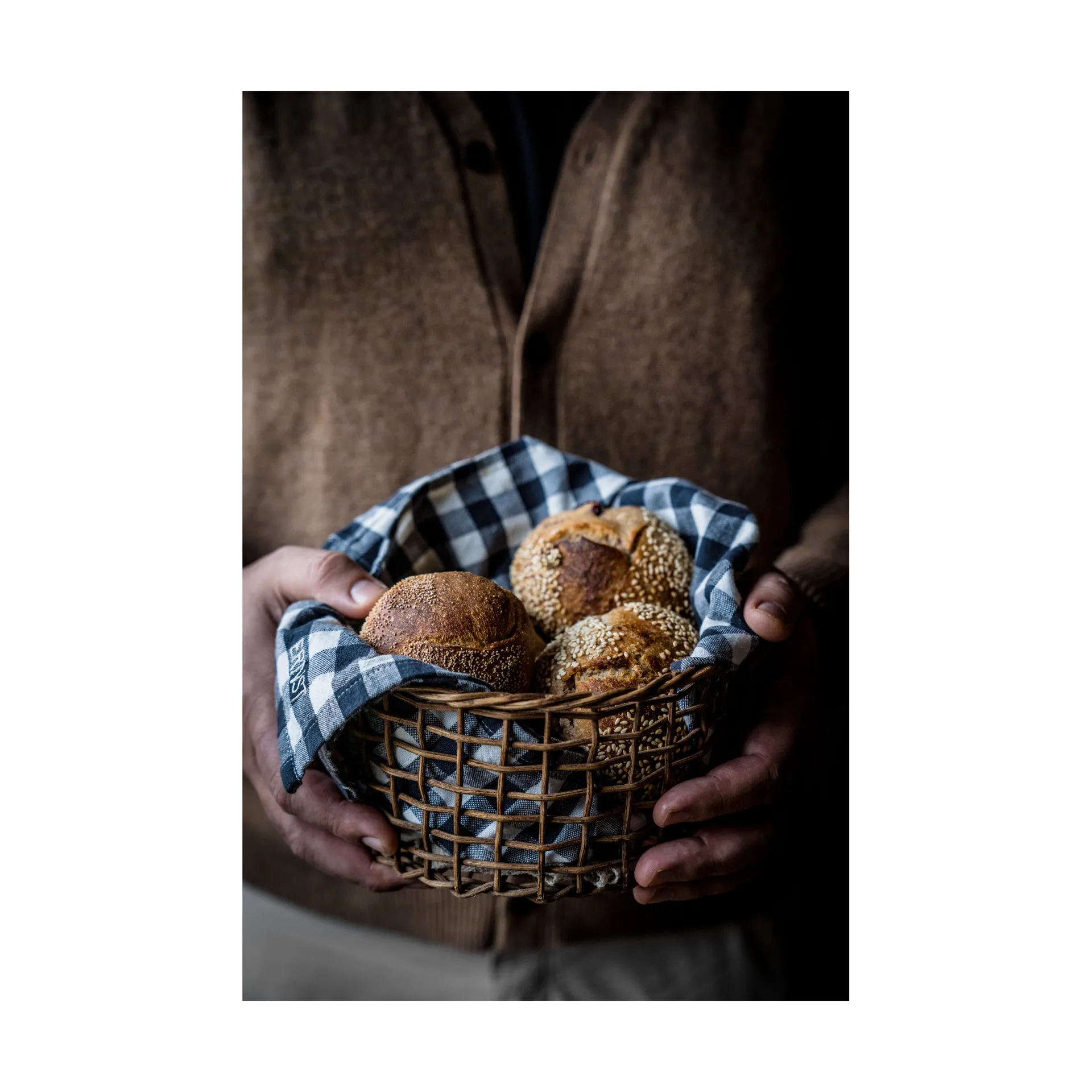 Guardanapo Ernst xadrez 40x40 cm, Cinza-azulado-branco ERNST