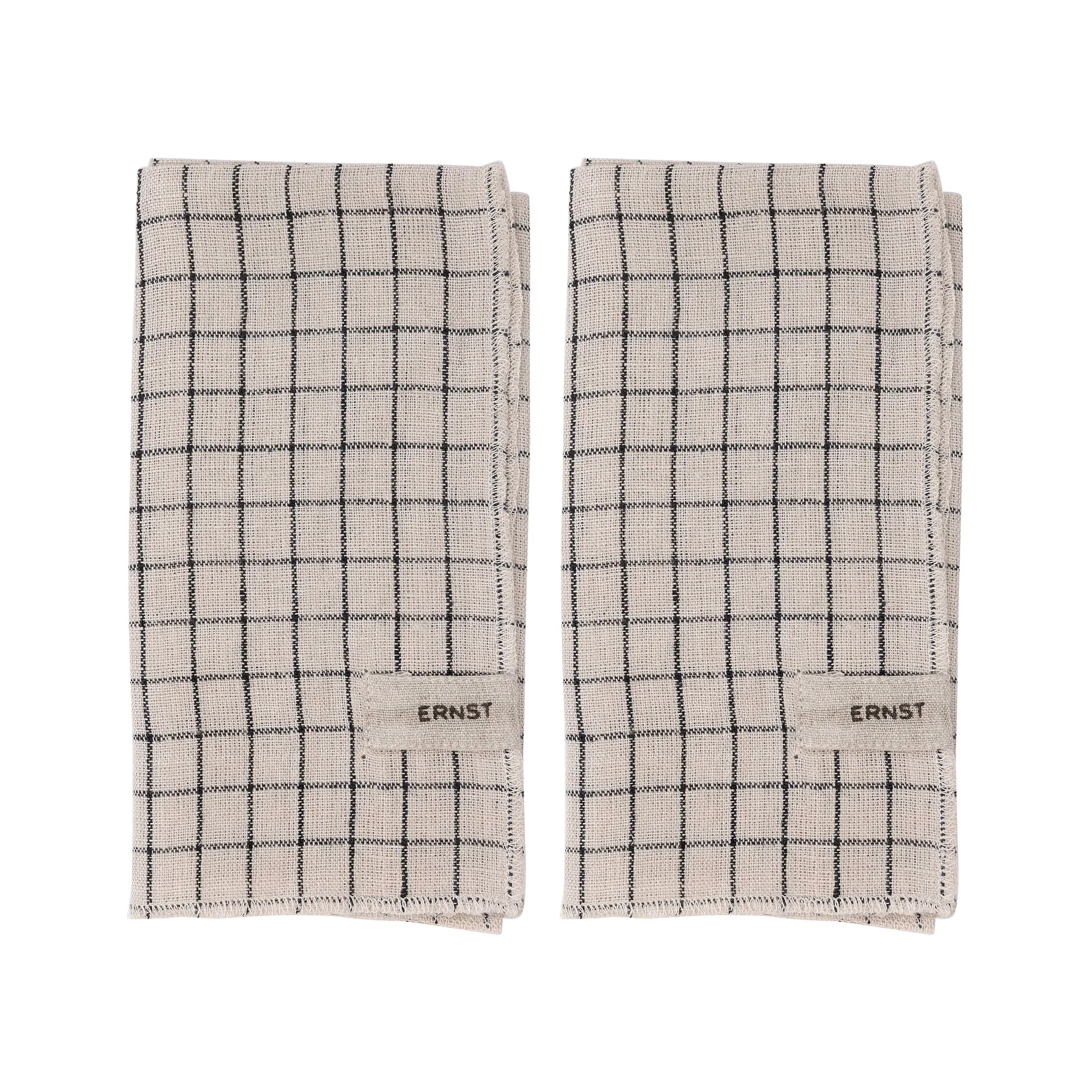 Guardanapos xadrez 2-pacotes 40x40 cm Ernst, Beige-preto ERNST