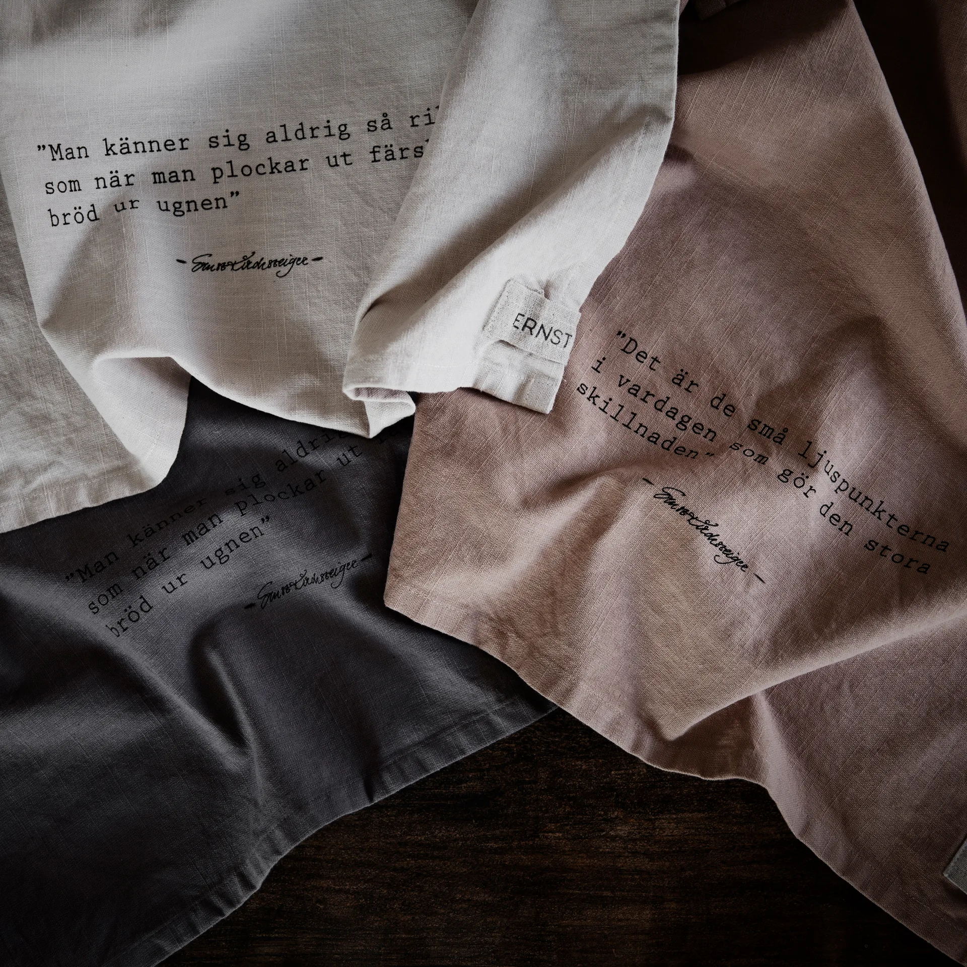 Pano de cozinha Ernst com citação Bröd, cinza ERNST