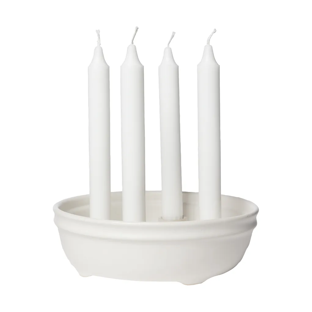 Prato para velas Ernst 4 velas, Branco natural vidrado ERNST
