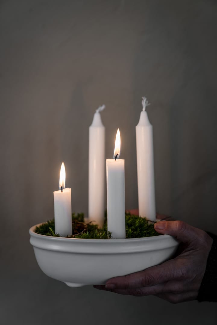 Prato para velas Ernst 4 velas, Branco natural vidrado ERNST