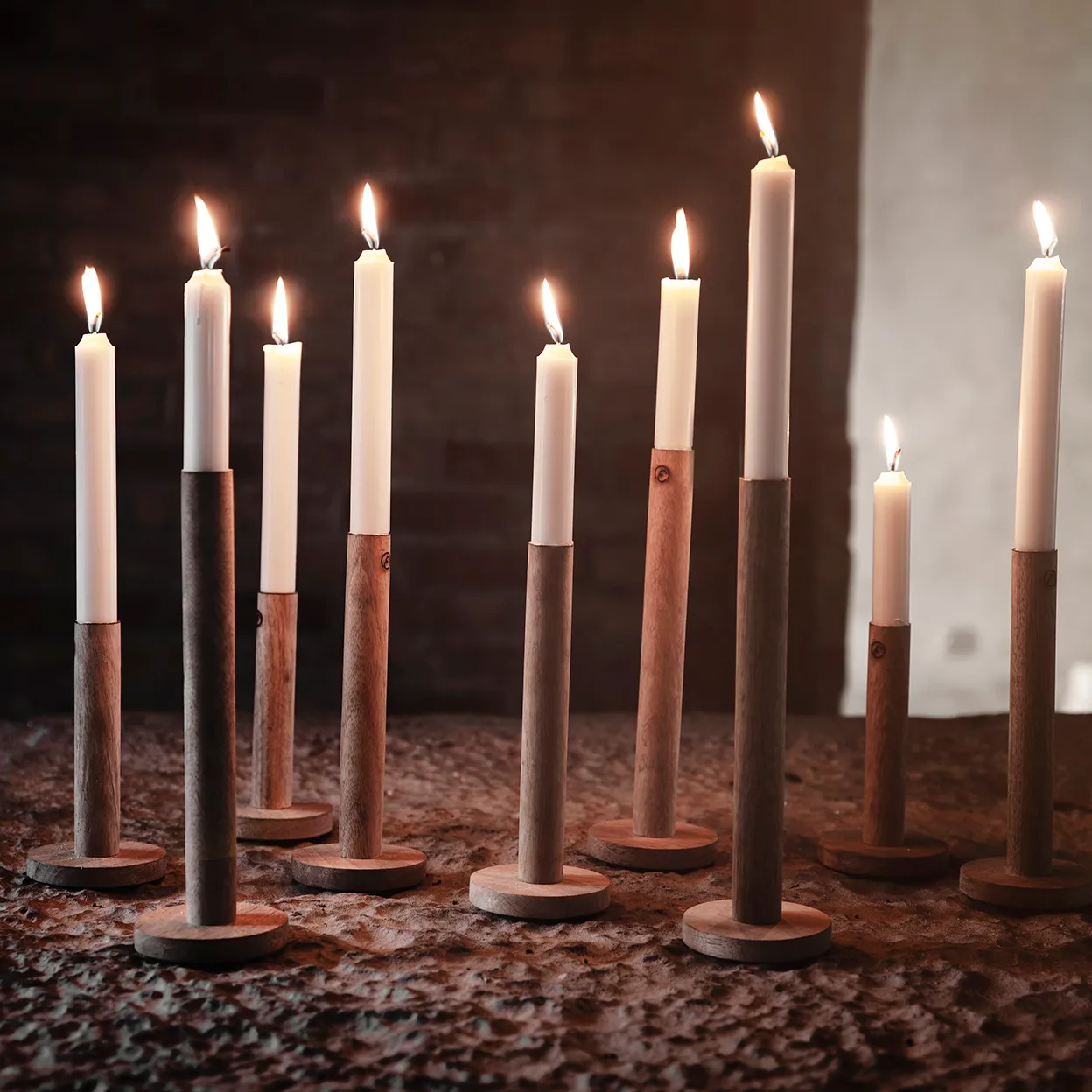 Suporte de velas de madeira 20 cm, natural ERNST