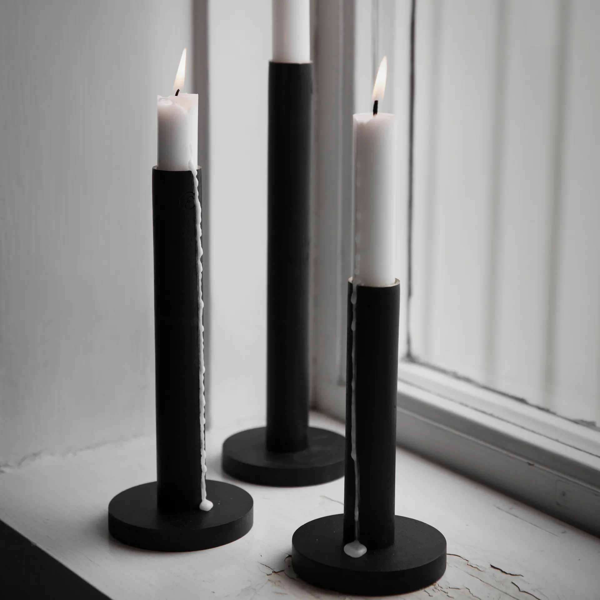 Suporte de velas Ernst , madeira preto, 15 cm ERNST