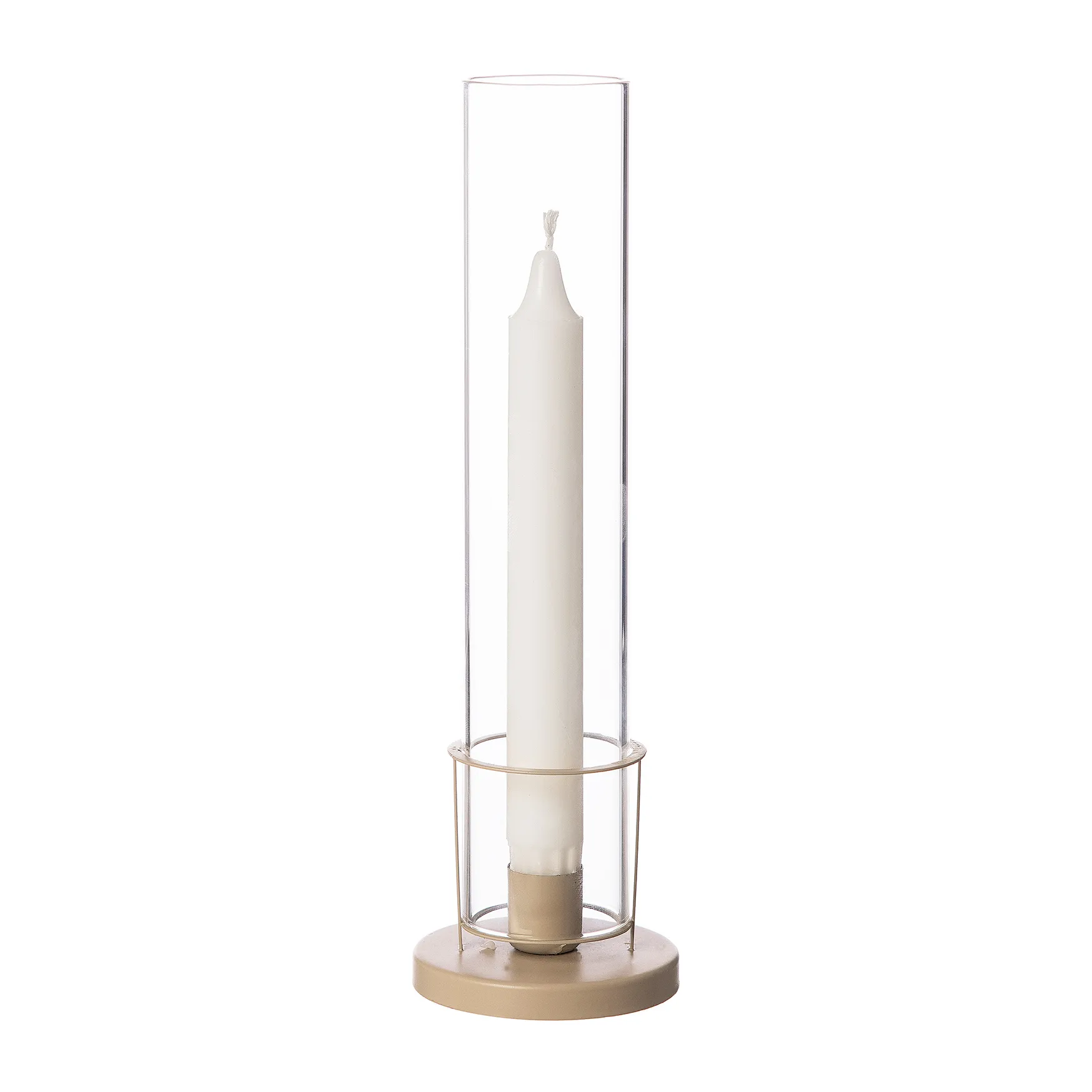 Suporte de velas pequeno, cilindro, em vidro Ernst, Bege ERNST