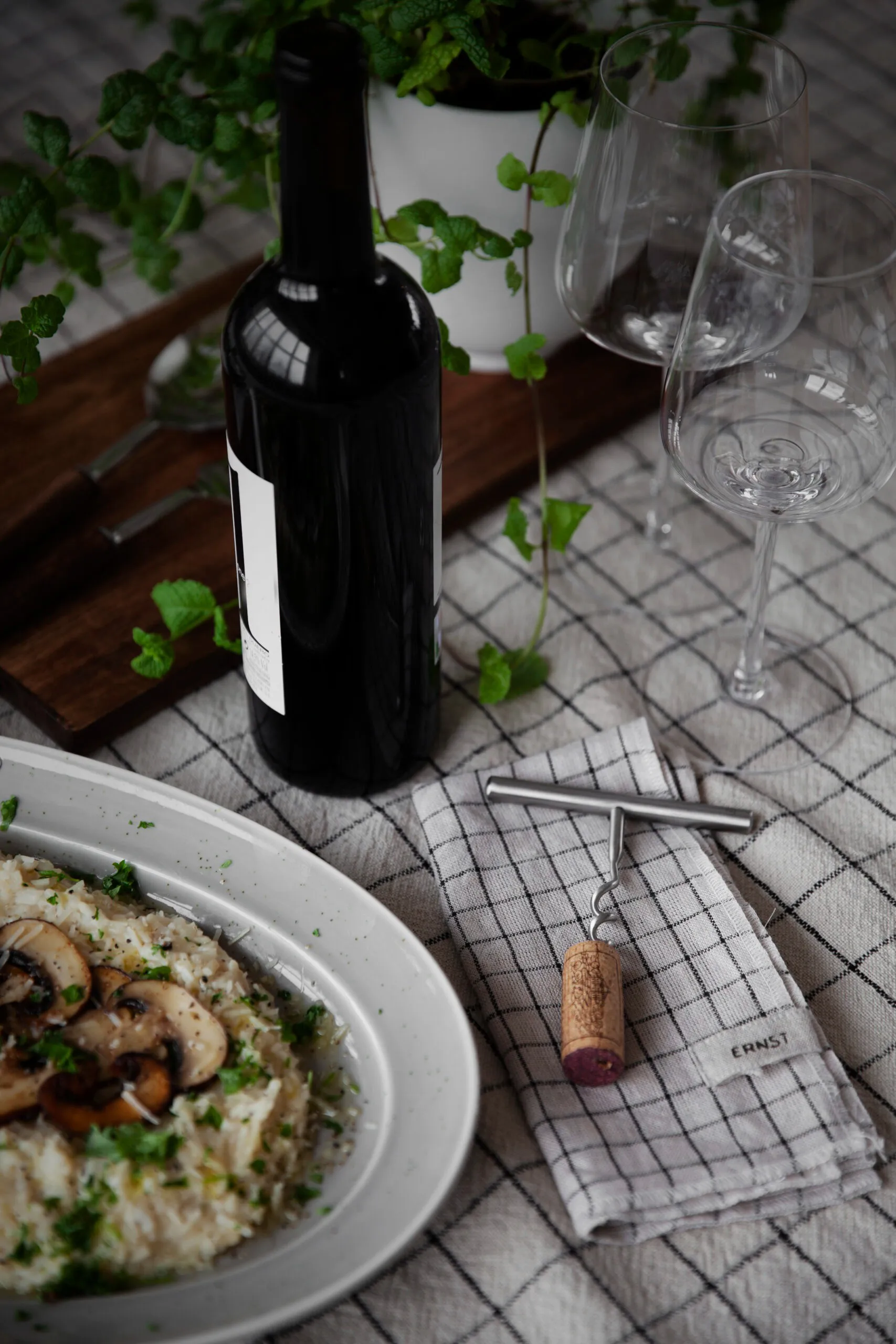 Toalha de mesa Ernst xadrez 145x200 cm, Natural-preto ERNST