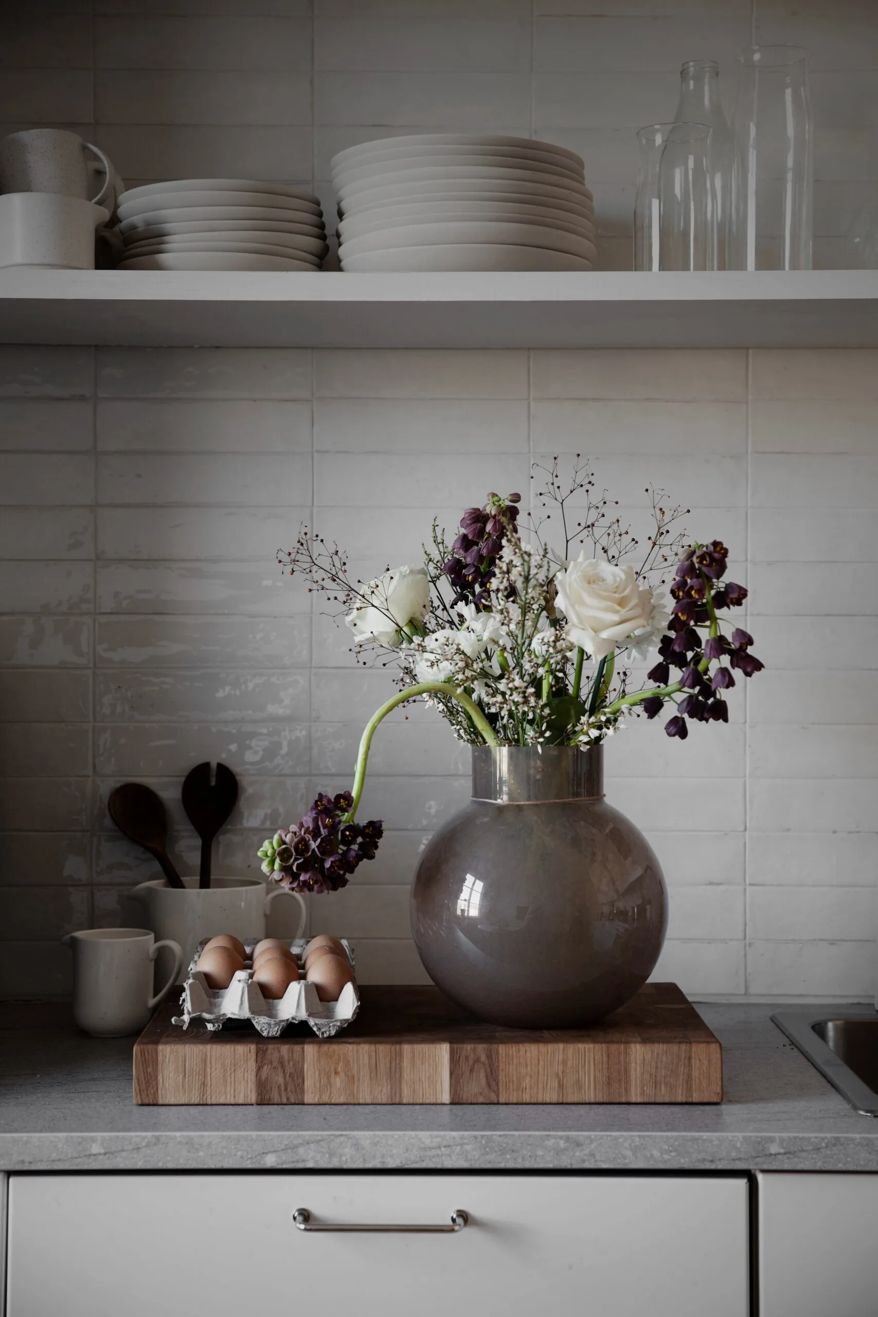 Vaso castanho redondo de vidro Ernst, A25 cm Ø24 cm ERNST