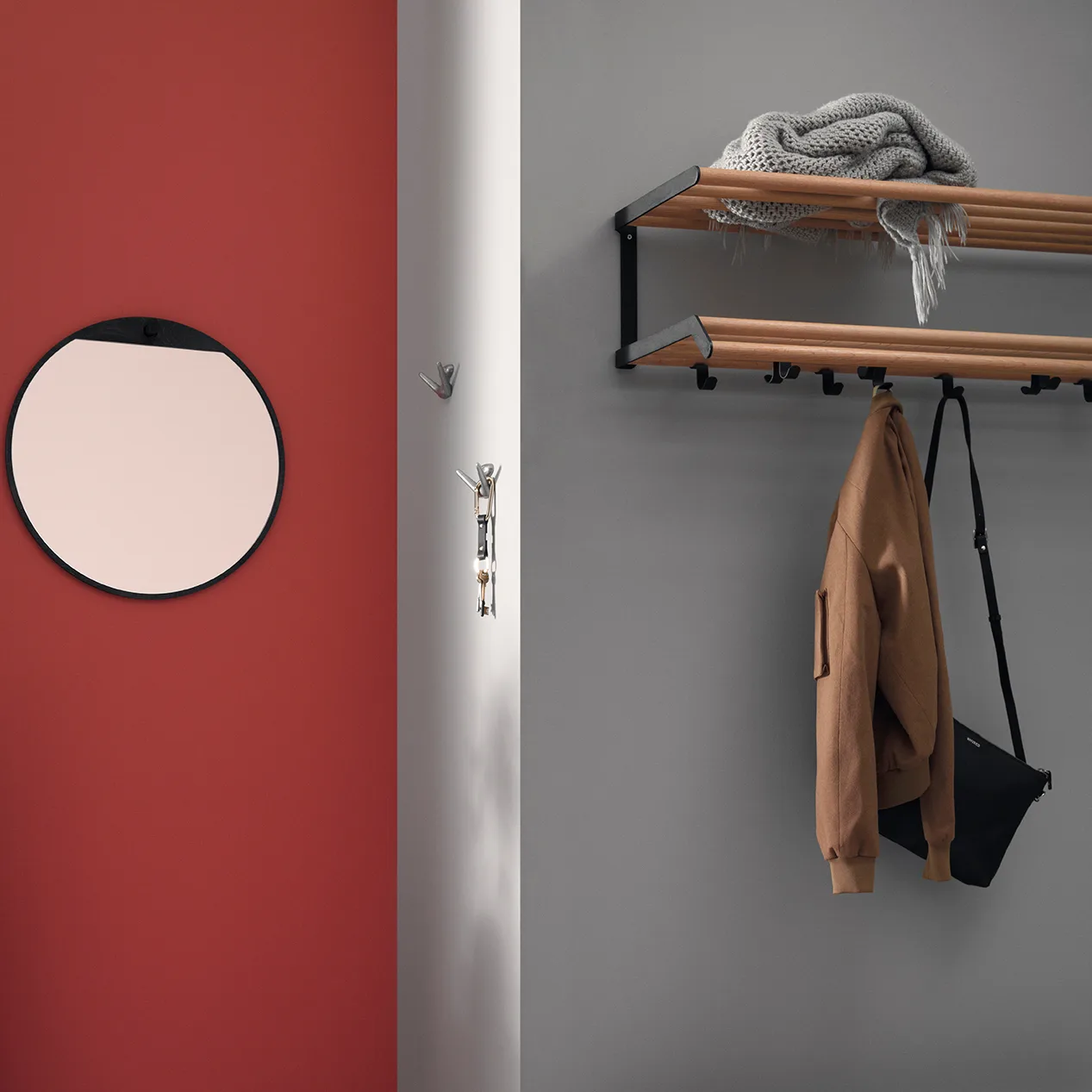 Chapeleiro Tamburin 60 cm, carvalho-preto Essem Design