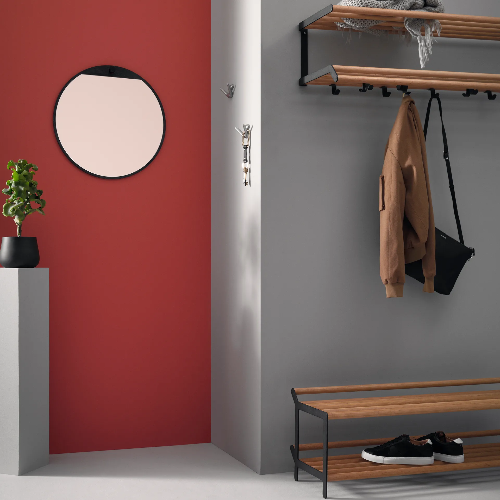 Sapateira Tamburin 100 cm, Carvalho-preto Essem Design