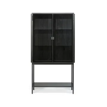Anders High vitrine - Preto 2 portas de vidro-Metall - Ethnicraft