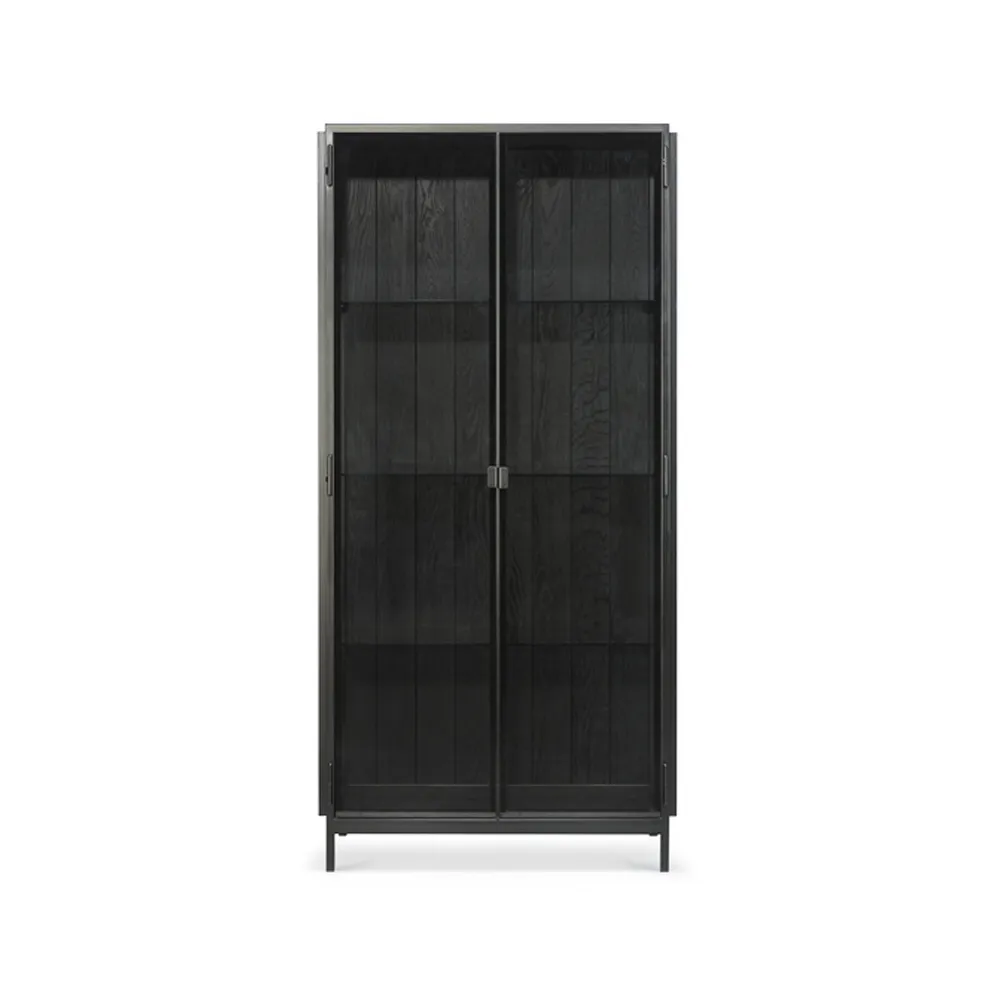 Anders vitrine, Preto 2 portas de vidro-Metall Ethnicraft