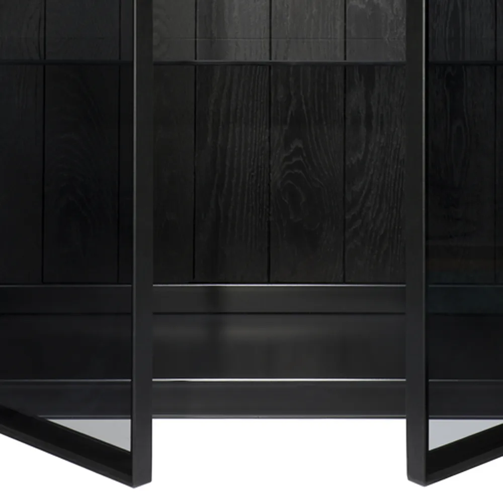 Anders vitrine, Preto 2 portas de vidro-Metall Ethnicraft