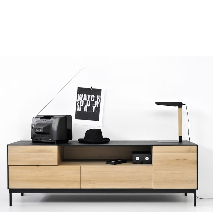 Blackbird móvel de TV, Carvalho preto-Pernas de metal pretas Ethnicraft
