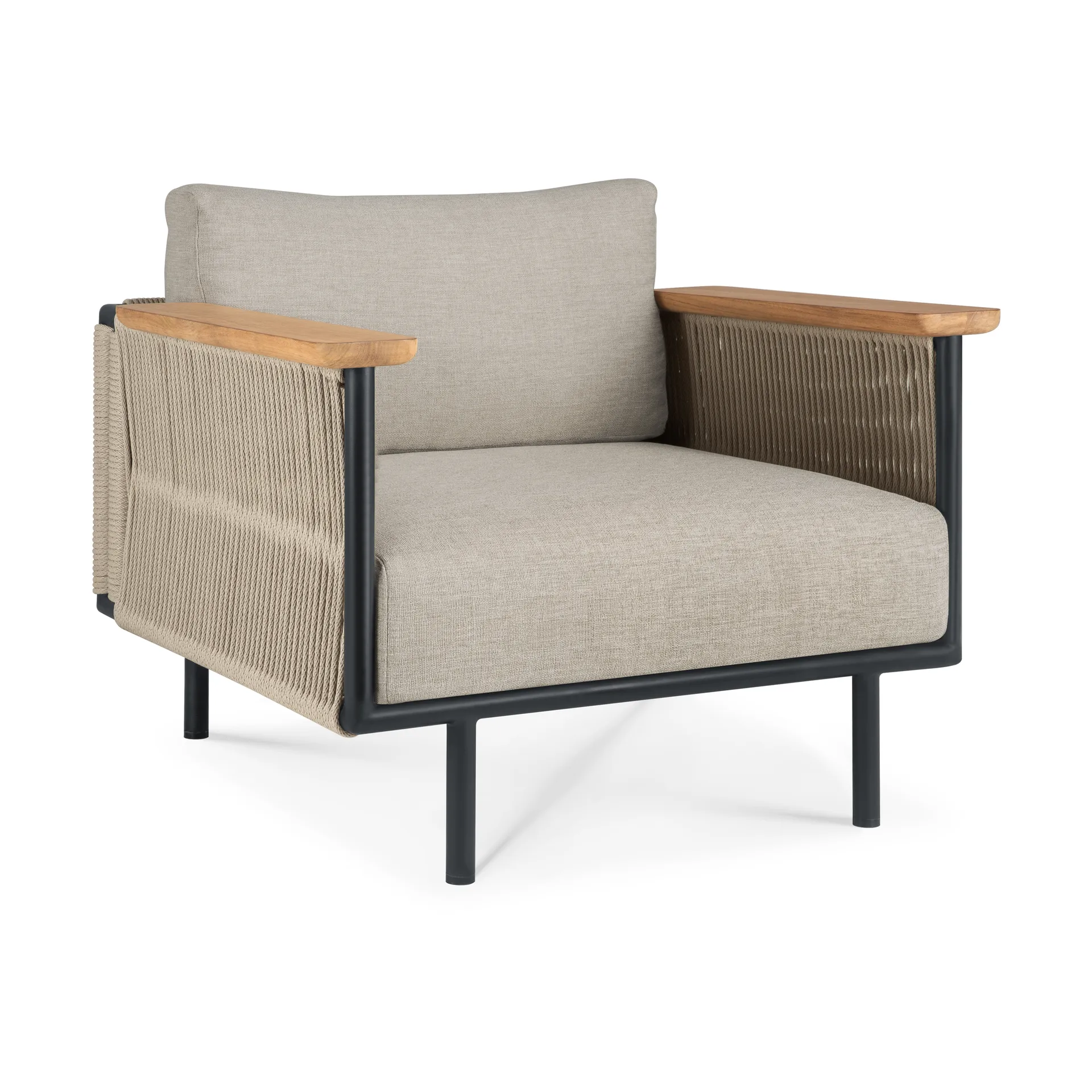 Corbey outdoor poltrona lounge com almofada, Aluminium black-Oyster Ethnicraft