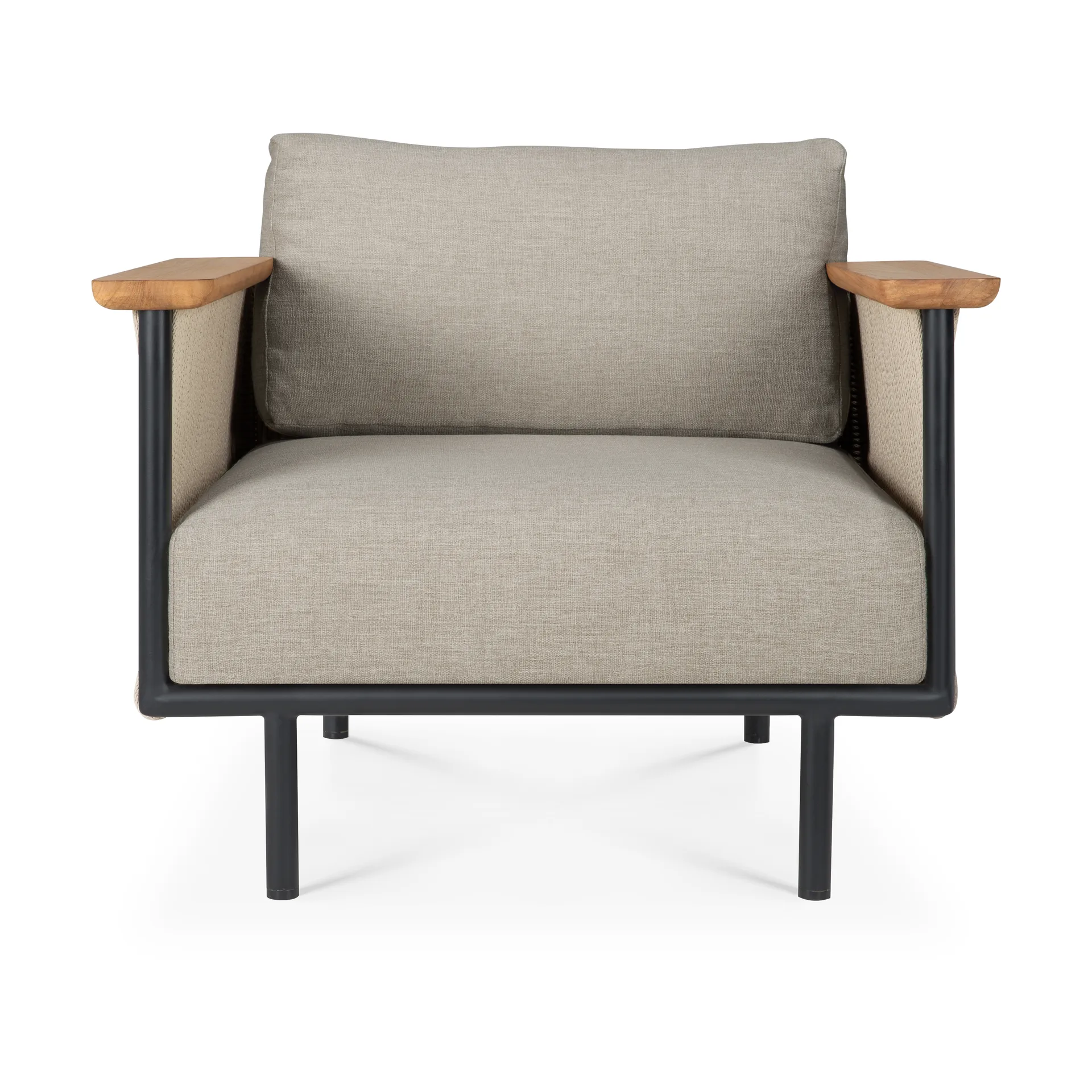 Corbey outdoor poltrona lounge com almofada, Aluminium black-Oyster Ethnicraft