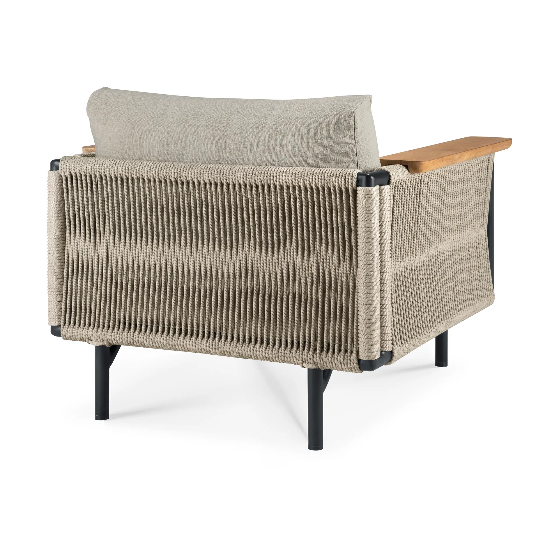 Corbey outdoor poltrona lounge com almofada, Aluminium black-Oyster Ethnicraft