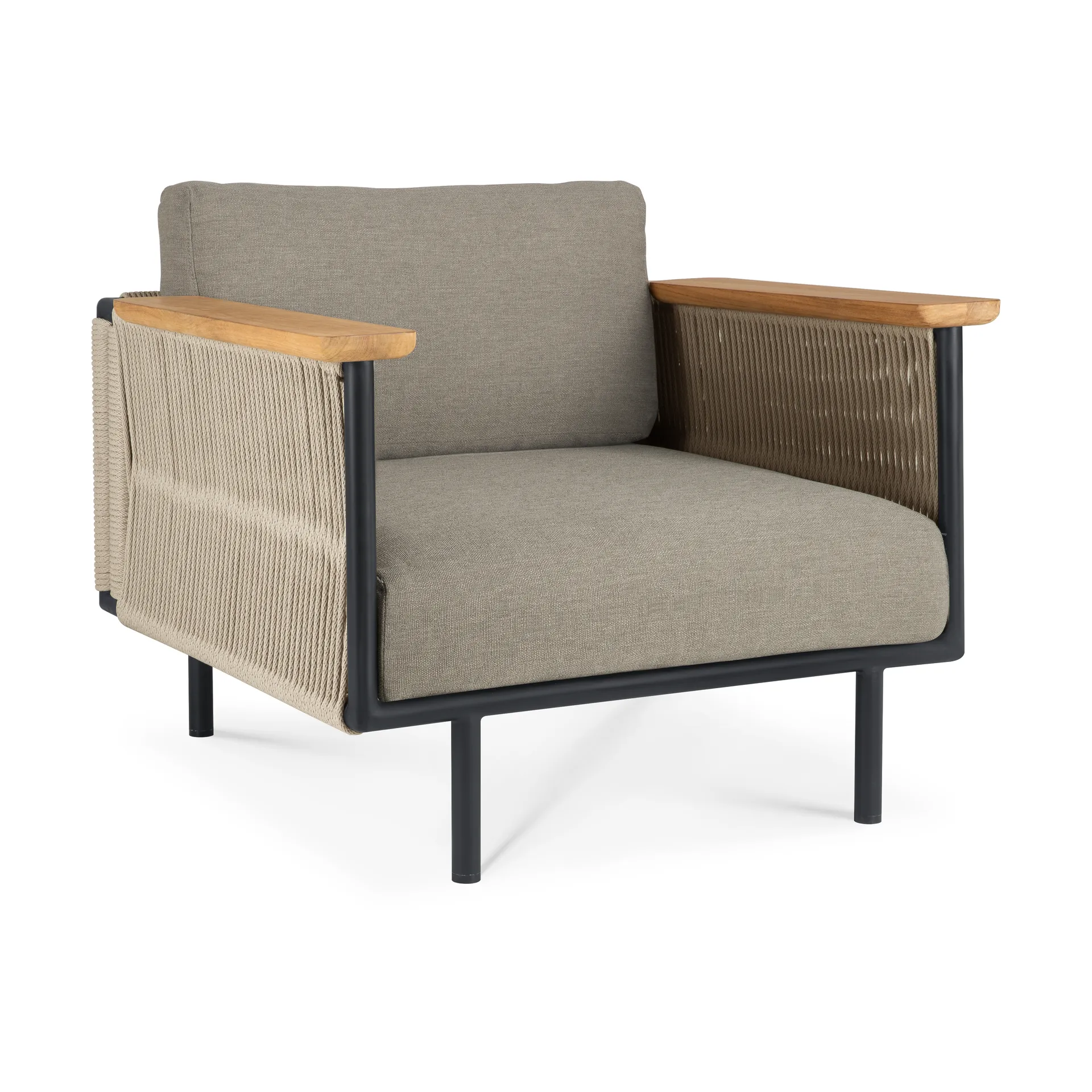 Corbey outdoor poltrona lounge com almofada, Aluminium preto-Silt Ethnicraft