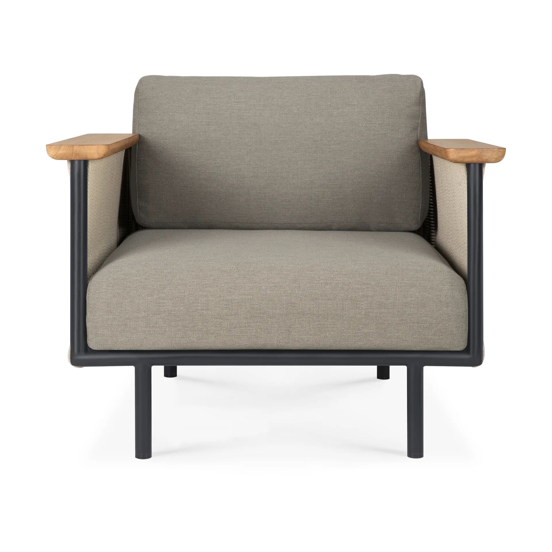 Corbey outdoor poltrona lounge com almofada, Aluminium preto-Silt Ethnicraft