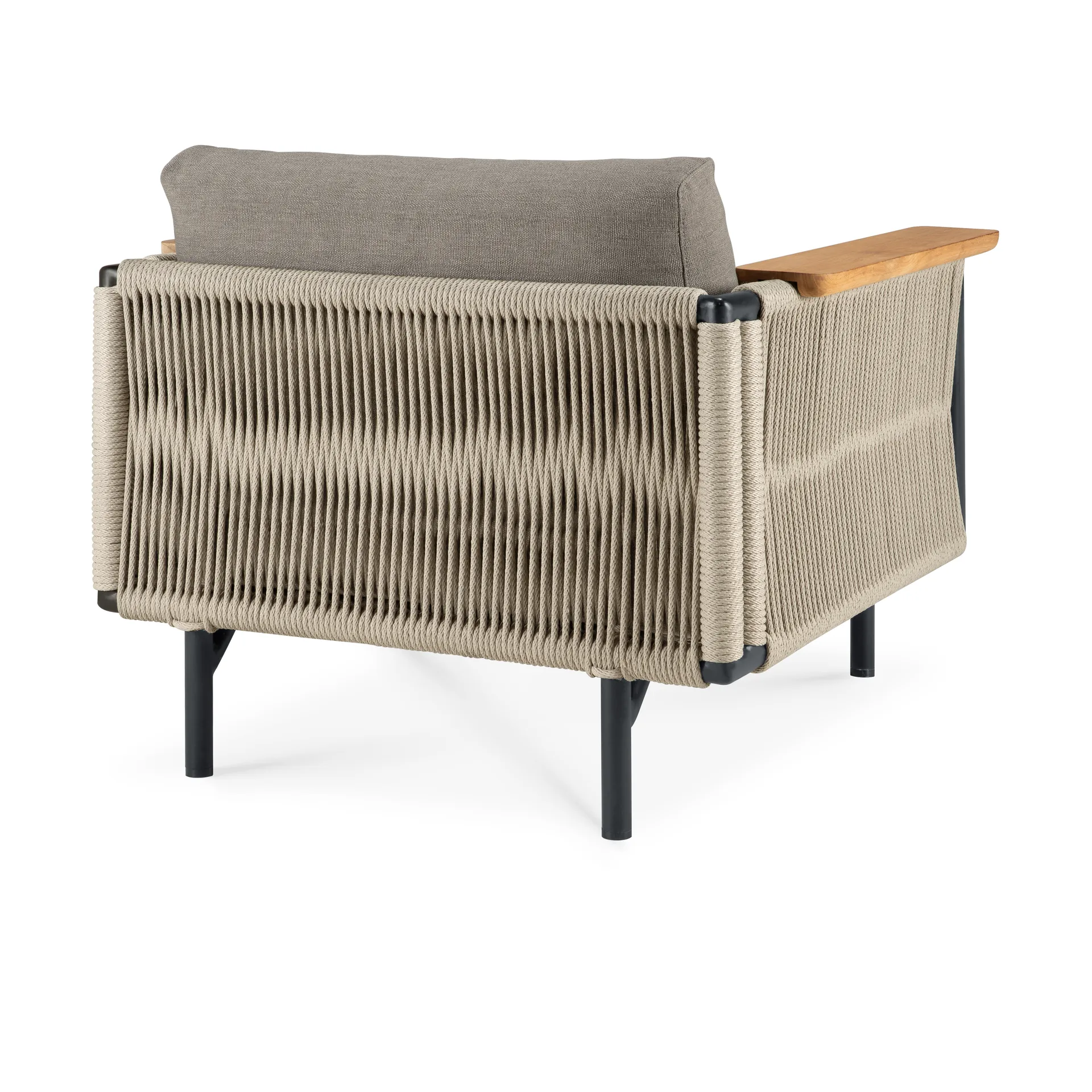 Corbey outdoor poltrona lounge com almofada, Aluminium preto-Silt Ethnicraft