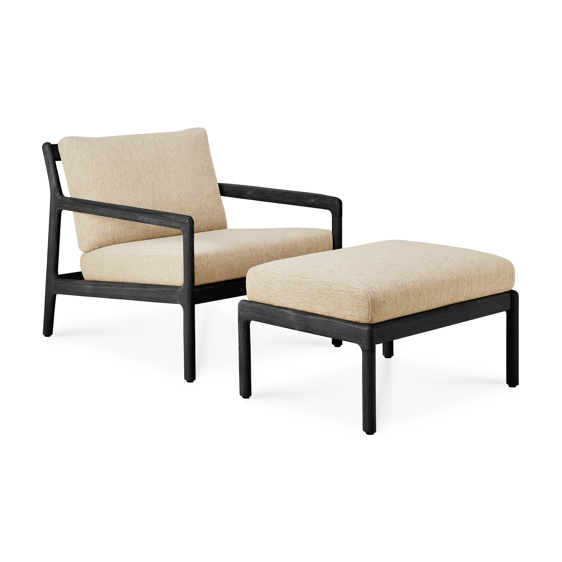 Jack outdoor descanso para os pés em teca tingida de preto, Natural Ethnicraft