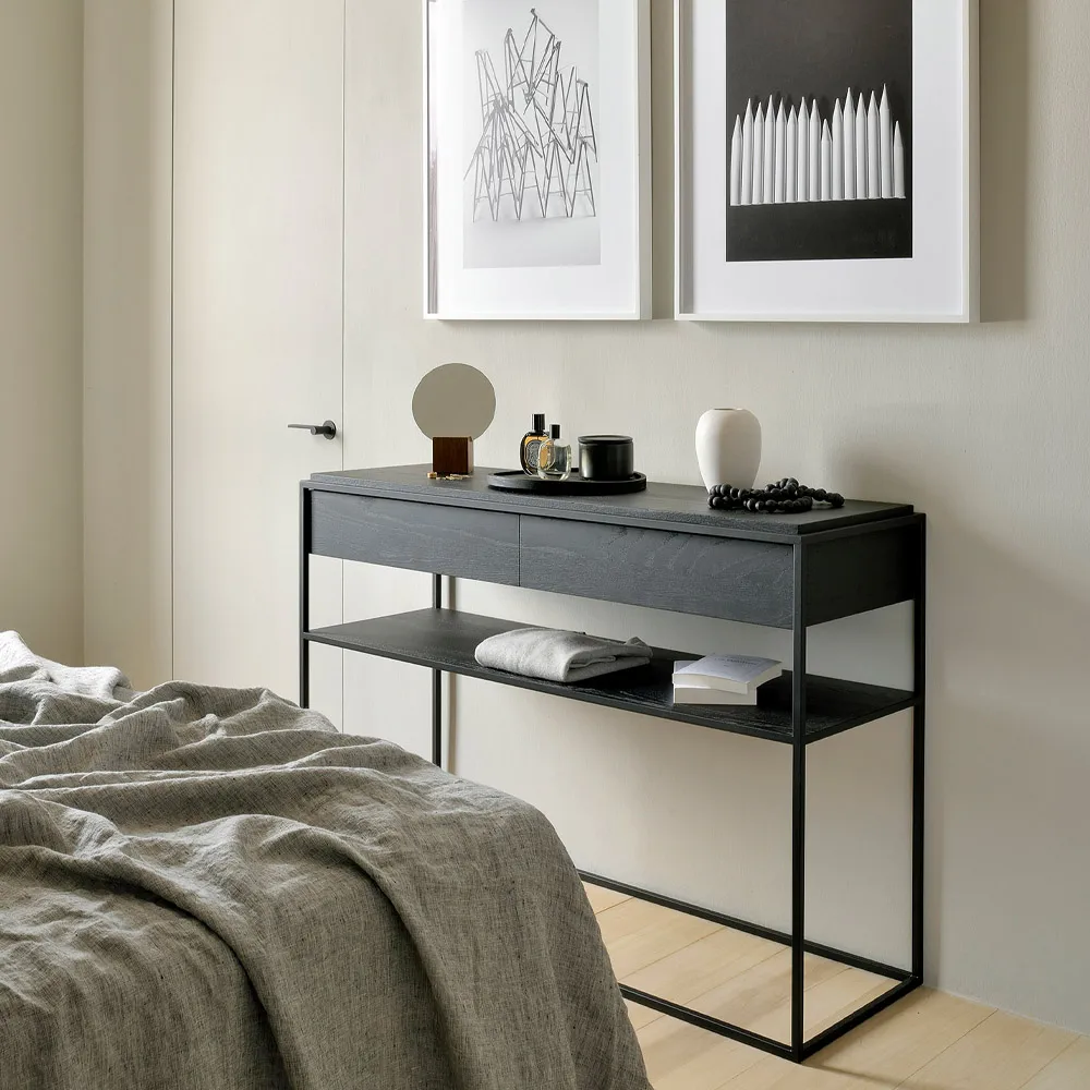 Monolit mesa de consola 122x40 cm, Oak-Black Ethnicraft