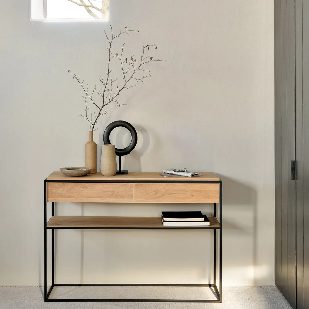 Monolit mesa de consola 122x40 cm, Oak-Black Ethnicraft