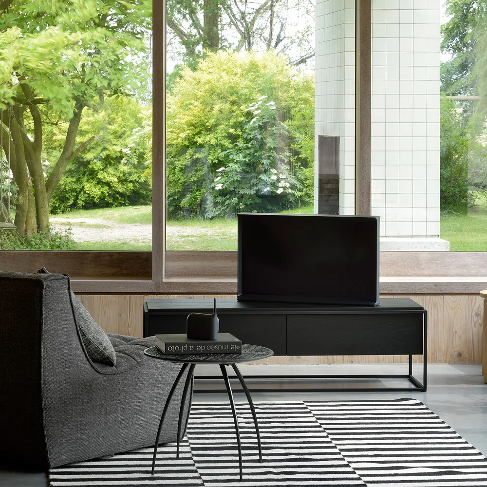 Monolit móvel de TV 140x45 cm, Carvalho preto-Black Ethnicraft