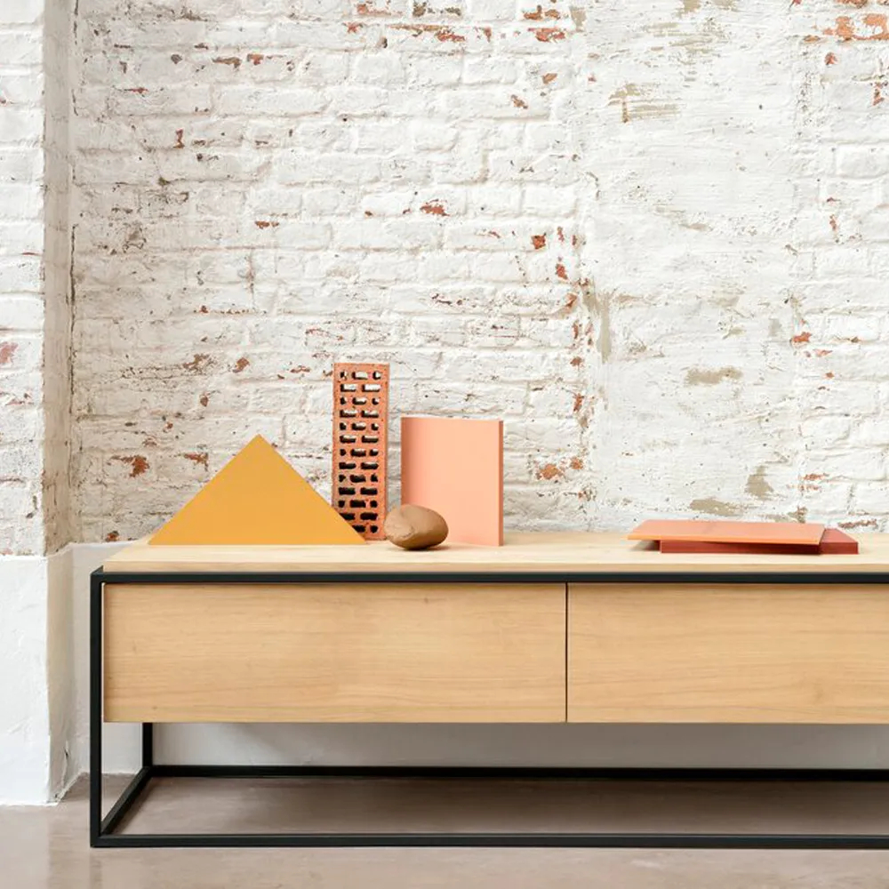 Monolit móvel de TV 140x45 cm, Oak-Black Ethnicraft