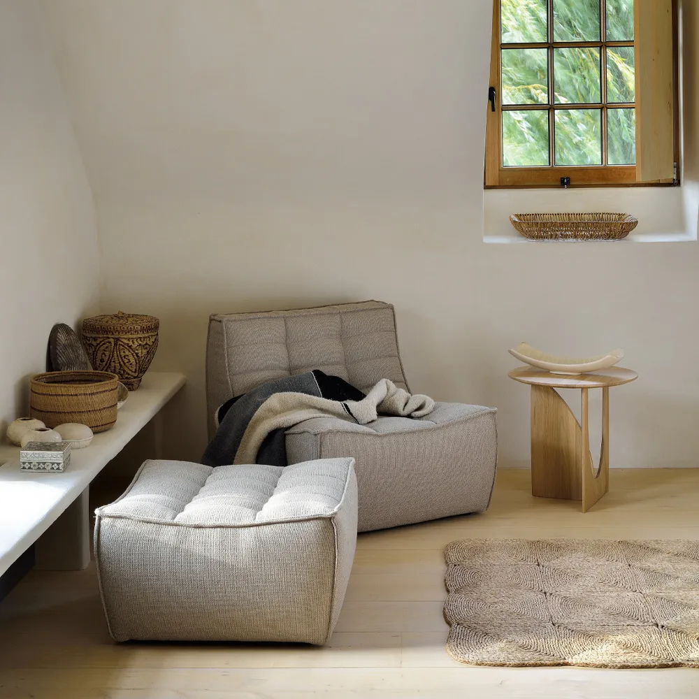 N701 descanso para os pés 70x70 cm, Beige Ethnicraft