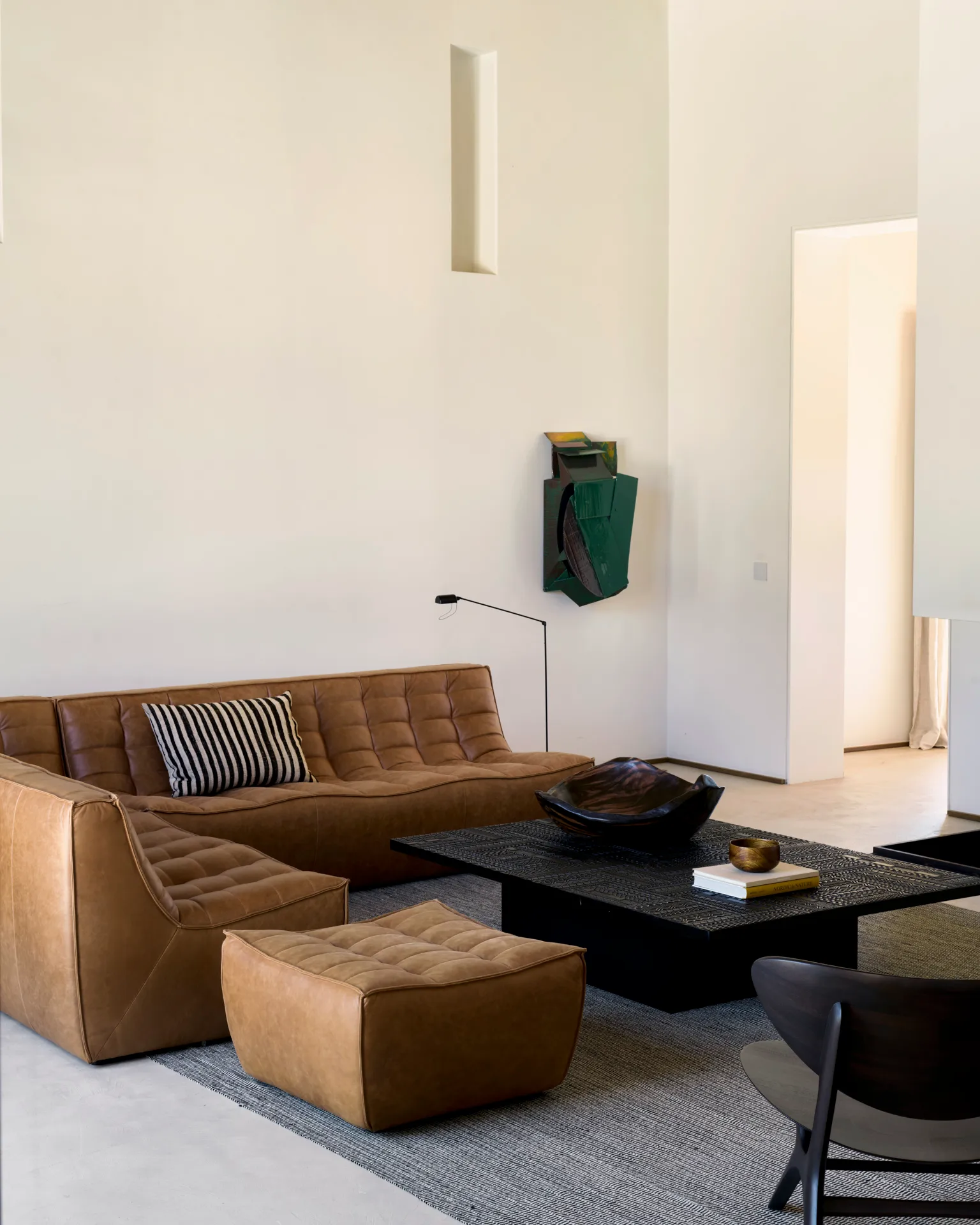 N701 descanso para os pés 70x70 cm, Couro anilina brown Ethnicraft