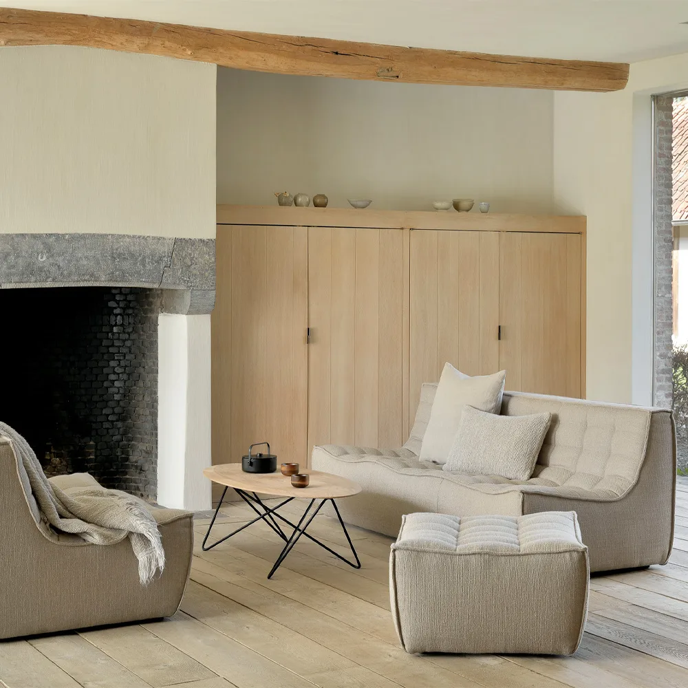 N701 descanso para os pés 70x70 cm, Couro anilina brown Ethnicraft