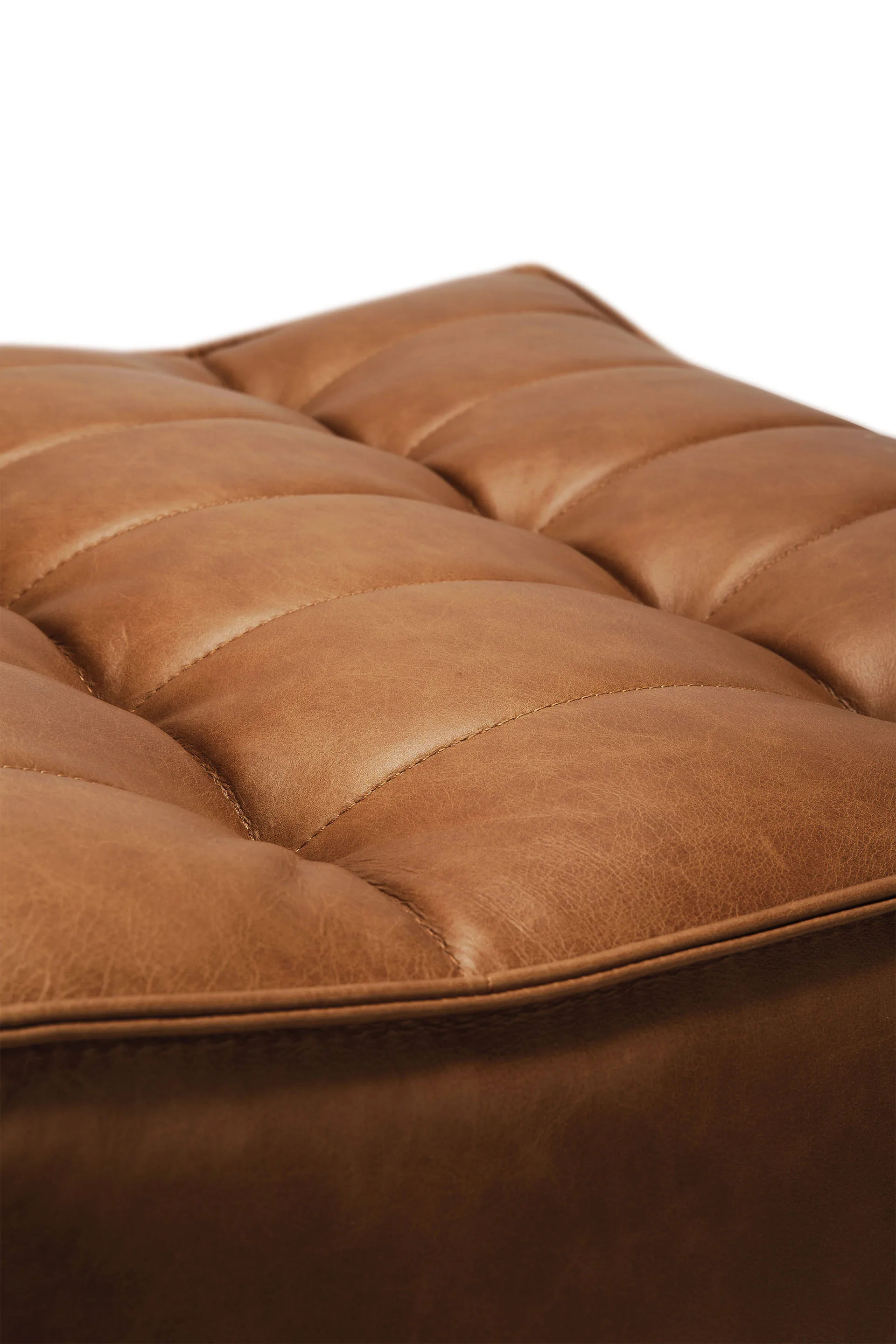 N701 puff 70x70 cm, Couro anilina brown Ethnicraft