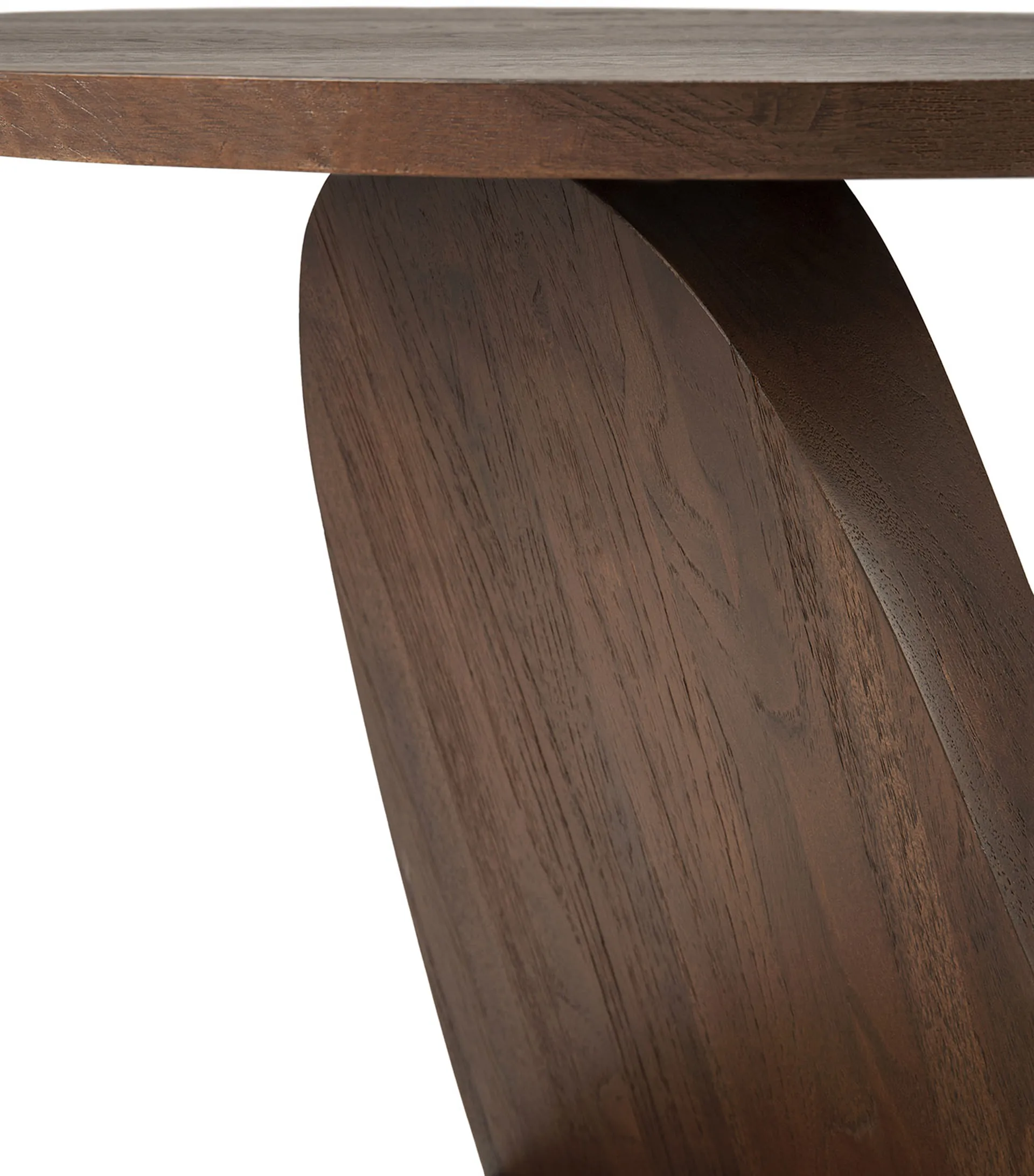 Oblic mesa de apoio Ø52 cm, teca tingida de castanho Ethnicraft