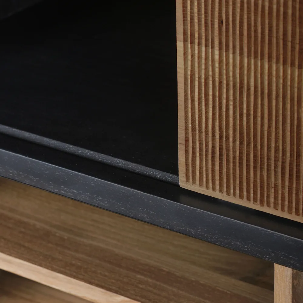 Oscar Rack estante, Teak-Black 5 portas 120x40 cm Ethnicraft